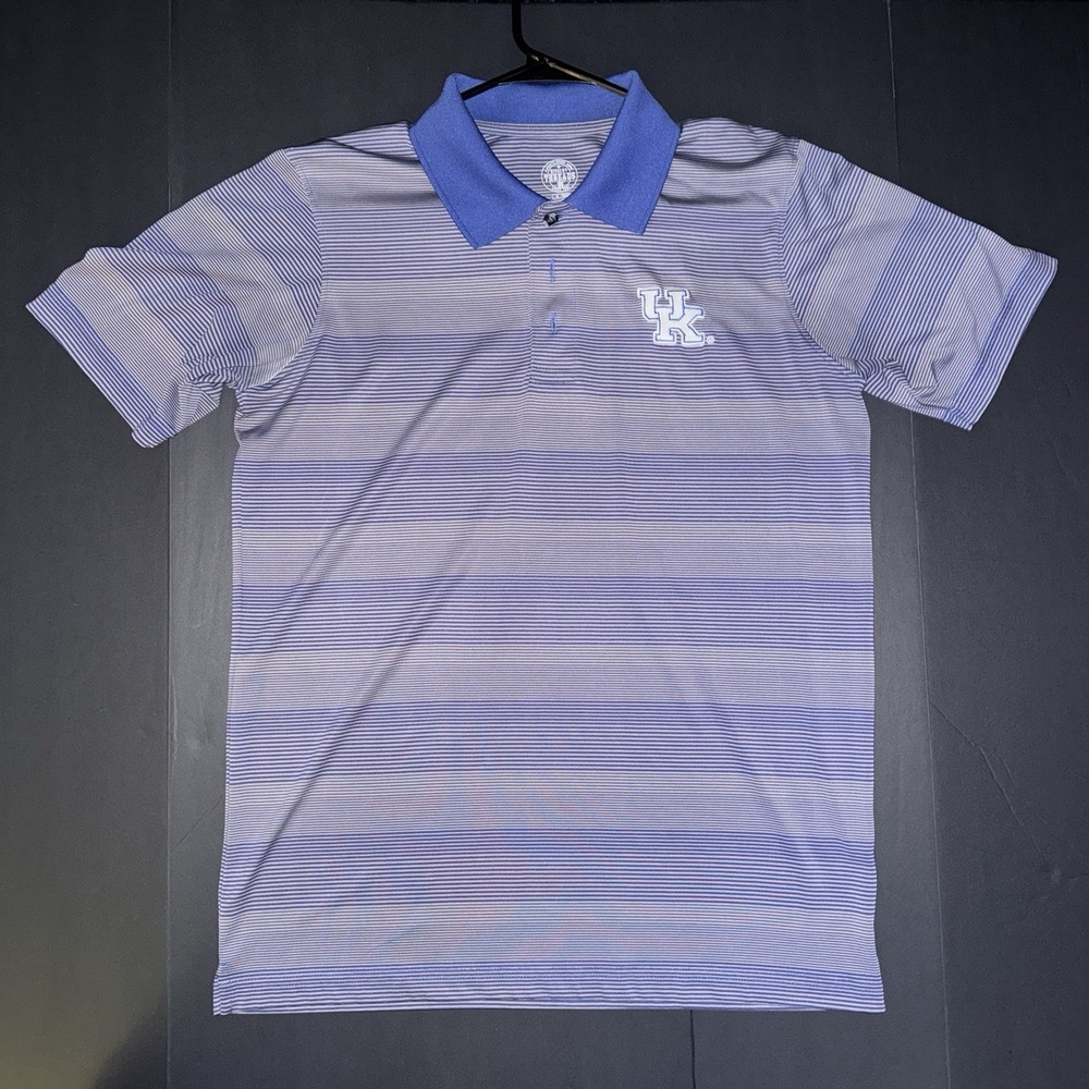 Men's Medium Rivalry Threads Kentucky Wildcats Performance Polo Blue White NCAA